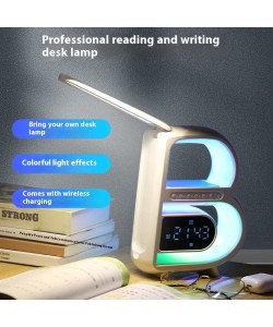 New B-Shaped Bluetooth Speaker Multifunctional Smart Music Rhythm Lighting Phone Wireless Charger TF Card AUX Input Standard Mode