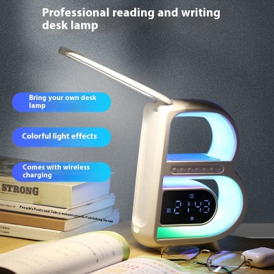 New B-Shaped Bluetooth Speaker Multifunctional Smart Music Rhythm Lighting Phone Wireless Charger TF Card AUX Input Standard Mode