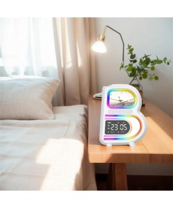 New B-Shaped Bluetooth Speaker Multifunctional Smart Music Rhythm Lighting Phone Wireless Charger TF Card AUX Input Standard Mode