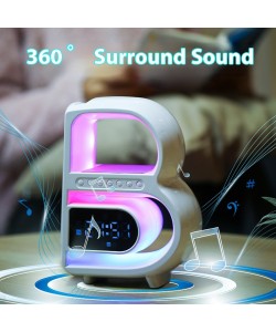 New B-Shaped Bluetooth Speaker Multifunctional Smart Music Rhythm Lighting Phone Wireless Charger TF Card AUX Input Standard Mode