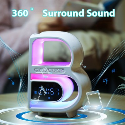 New B-Shaped Bluetooth Speaker Multifunctional Smart Music Rhythm Lighting Phone Wireless Charger TF Card AUX Input Standard Mode