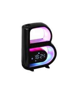 New B-Shaped Bluetooth Speaker Multifunctional Smart Music Rhythm Lighting Phone Wireless Charger TF Card AUX Input Standard Mode