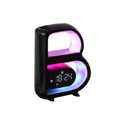 New B-Shaped Bluetooth Speaker Multifunctional Smart Music Rhythm Lighting Phone Wireless Charger TF Card AUX Input Standard Mode