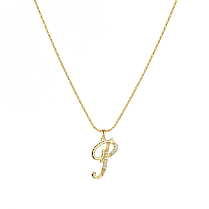 26 Creative Letters Simple Copper Zircon-laid Necklace