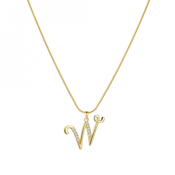 26 Creative Letters Simple Copper Zircon-laid Necklace