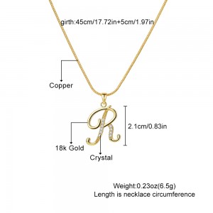 26 Creative Letters Simple Copper Zircon-laid Necklace