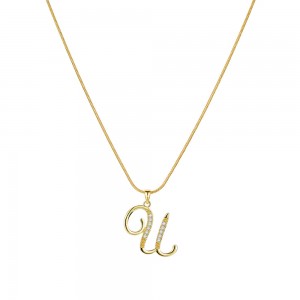 26 Creative Letters Simple Copper Zircon-laid Necklace