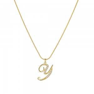 26 Creative Letters Simple Copper Zircon-laid Necklace