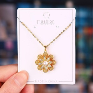 Affordable Luxury Fashion Double-layer Rotatable Flower Pendant Necklace