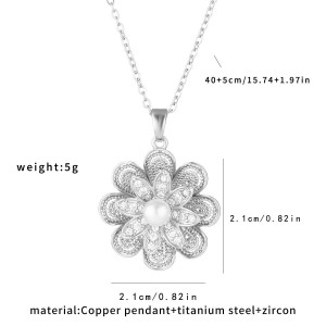 Affordable Luxury Fashion Double-layer Rotatable Flower Pendant Necklace