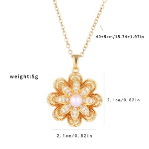 Affordable Luxury Fashion Double-layer Rotatable Flower Pendant Necklace