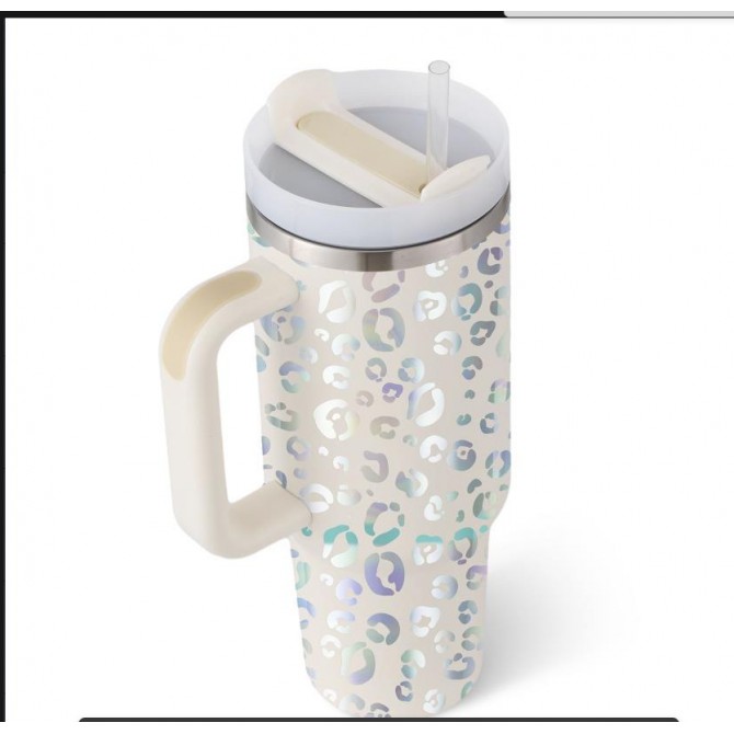 40 Oz Tumbler With Handle Straw Insulated, Stainless Steel Spill Proof Vacuum Coffee Cup Tumbler With Lid Tapered Mug Gifts For Valentine Lover Suitable For Car Gym Office Travel