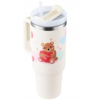 40 Oz Tumbler With Handle Straw Insulated, Stainless Steel Spill Proof Vacuum Coffee Cup Tumbler With Lid Tapered Mug Gifts For Valentine Lover Suitable For Car Gym Office Travel