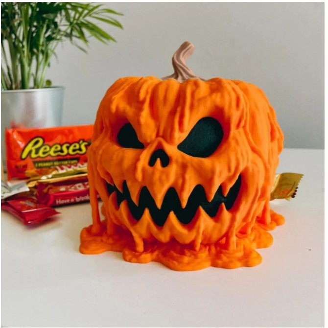 Melting Halloween Pumpkin Candy Bowl With Lid Reusable Candy Dish Spooky Food Display Bowl For Home Halloween