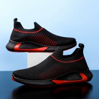 Fashion Mesh Sock Shoes With Striped Design Men Outdoor Breathable Slip-on Sneakers Csual Lightweight Running Sports Shoes