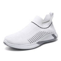 Fashion Mesh Sock Shoes With Striped Design Men Outdoor Breathable Slip-on Sneakers Csual Lightweight Running Sports Shoes