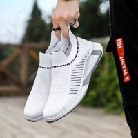 Fashion Mesh Sock Shoes With Striped Design Men Outdoor Breathable Slip-on Sneakers Csual Lightweight Running Sports Shoes