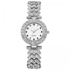 Fashion Jewelry 2pcs Luxury Fashion Women Watch Set Silver Strap Ladies Quartz Wristwatch Alloy Bracelet For Ladies Jewelry Set Clock Gift