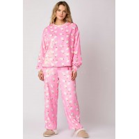 Casual Flannel Pajama Sets For Women 2 Piece Cute Long Sleeve Matching Lounge Shirts Sets Santa Claus Pajamas Homewear
