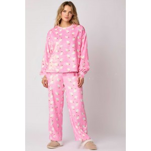 Casual Flannel Pajama Sets For Women 2 Piece Cute Long Sleeve Matching Lounge Shirts Sets Santa Claus Pajamas Homewear