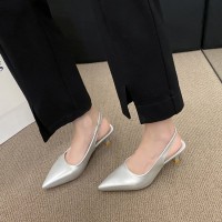 Women's Pointed Toe Mid Heel Elastic Sleeve High Heels