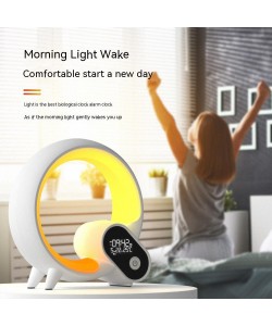 Creative Q Light Analog Sunrise Digital Display Alarm Clock Bluetooth Audio Intelligent Wake-up Q Colorful Atmosphere Light