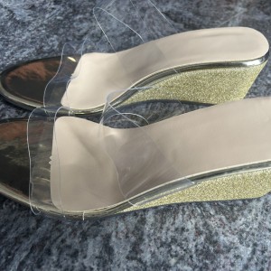Summer Transparent Wedges Sandals High Heel Slippers With Thick Bottom Fish Mouth 