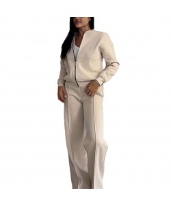 Women's Sports Suits Zipper Jacket And Wide Leg Pants Two-piece Set