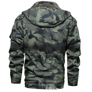 European Size Men's Fleece-lined Thick Mid-length Leather Coat Jackets Winter Fleece Thick Mens Hooded Coats Male Fashion Motorcycle Outwear