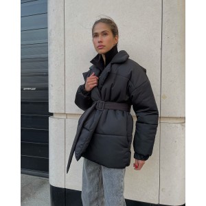 Winter Lapel Waisted Cotton Coat Fashion Solid Color Slim Overcoat Womens Clothing