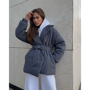 Winter Lapel Waisted Cotton Coat Fashion Solid Color Slim Overcoat Womens Clothing