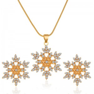 3pcs Snowflake Necklace Set With Rhinestones Earrings And Clavicle Chain Pendant Necklace Valentine's Day Gift
