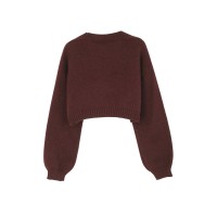 Knitted Sweater With Gingerbread Man Pattern V-Neck Spring Autumn Winter Gingerbread Man Cardigan