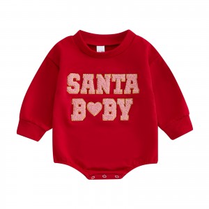 Christmas Clothes For Girls Boys Casual Sweatshirt Romper Cute Letter Long Sleeve Jumpsuit Newborn Bodysuits