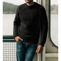 Men's Pullover Sweater Winter Casual Solid Color Round Neck Knitted Top Clothing