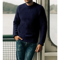 Men's Pullover Sweater Winter Casual Solid Color Round Neck Knitted Top Clothing