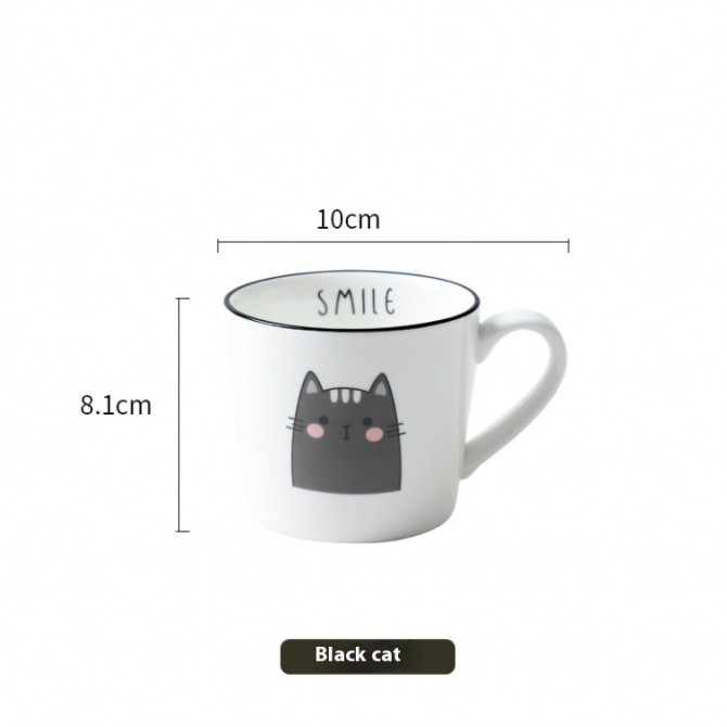 Breakfast Ceramic Milk Coffee Cup Couple Personality Creative Coffee Cup Cartoon Cat Pattern Kitchen Gadgets