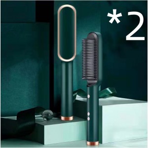 New 2 In 1 Hair Straightener Hot Comb Negative Ion Curling Tong Dual-purpose Electric Hair Brush