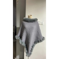 Rex Rabbit Fur Collar Shawl Cape Luxury Fur Cape Wraps Shawl Autumn Winter Fashion Graceful Cloak Outerwear Women Party Wedding Dress