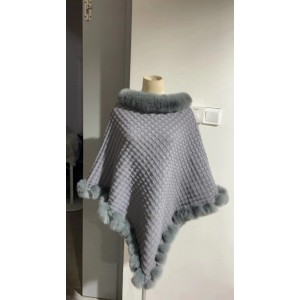 Rex Rabbit Fur Collar Shawl Cape Luxury Fur Cape Wraps Shawl Autumn Winter Fashion Graceful Cloak Outerwear Women Party Wedding Dress