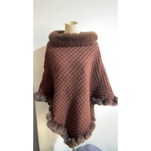 Rex Rabbit Fur Collar Shawl Cape Luxury Fur Cape Wraps Shawl Autumn Winter Fashion Graceful Cloak Outerwear Women Party Wedding Dress