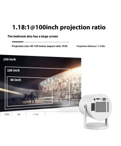Portable Projector Small Straight Projector For Home Use 180 Degrees Projection Angle Automatic Focus Home Video Projector