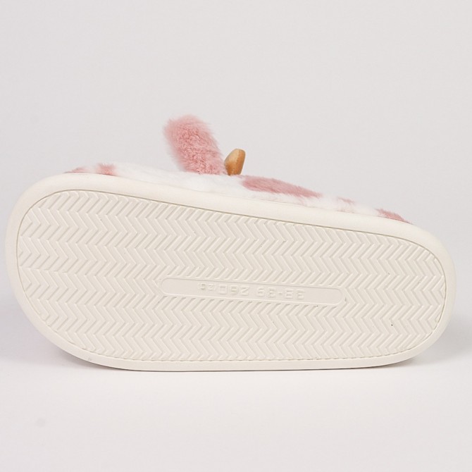 Cute Cartoon Cow Plush Slippers Winter Warm Indoor Bedroom Floor Fuzzy Slipper Couple Non-slip House Shoes