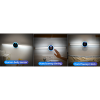 Smart Cabinet Light Clock Timing Sensor Light Removable LED Wardrobe Light Manual Sweep Switch Light