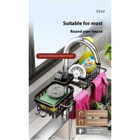 Kitchen Space Aluminum Sink Faucet Storage Rack Dishwasher Vegetable Sink Supplies Household Drain Basket Bathroom Accessories
