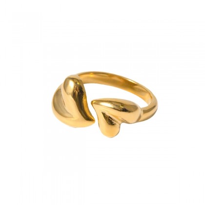 Stainless Steel Asymmetric Heart Shape Open Rings Romantic Valentine's Day Jewelry Gifts For Women Fashion Jewelry