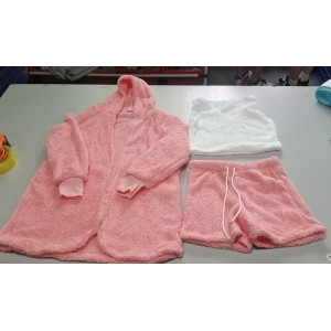 3pcs Womens Clothing Long Sleeve Crop Tank Top And Drawstring Shorts Pajama Set
