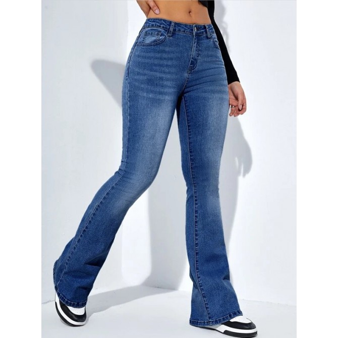 Women's Slim-fit Jeans Pants With Flared Design Fashion Casual High Waist Stretch Trousers