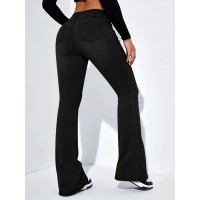 Women's Slim-fit Jeans Pants With Flared Design Fashion Casual High Waist Stretch Trousers