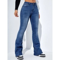 Women's Slim-fit Jeans Pants With Flared Design Fashion Casual High Waist Stretch Trousers